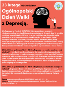 23 lutego - plakat o ogólnopolskim dniu walki z depresją