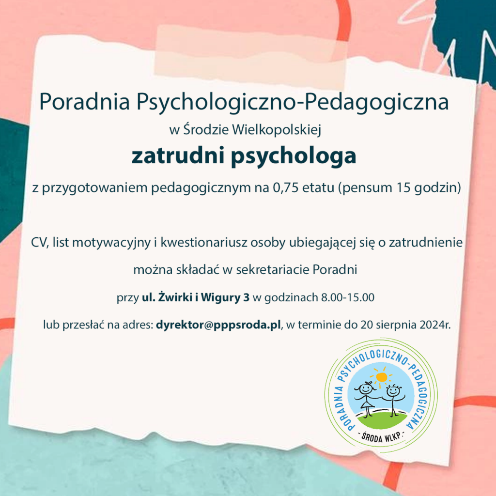 grafika przedstawia ofertę pracy w poradni psychologiczno pedagogicznej